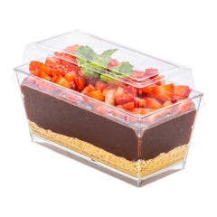 Sweet Vision 5 oz Rectangle Clear Plastic Cake / Dessert Container - with Lid - 4