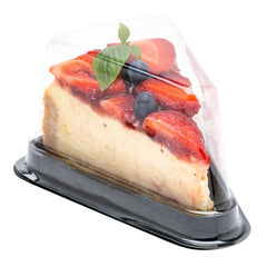 Sweet Vision Triangle Black Plastic Cake / Dessert Tray - with Clear Cover - 5 1/2