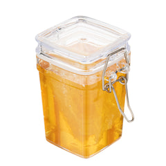 Mini Serve 3 oz Square Clear Plastic Nostalgic Mason Jar - with Clamp Lid - 2 1/2