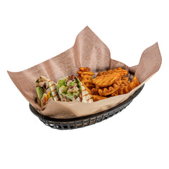 Chef 101 Oval Black Plastic Fast Food Serving Basket - 10 1/4