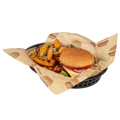 Chef 101 Oval Black Plastic Fast Food Serving Basket - 10 1/2