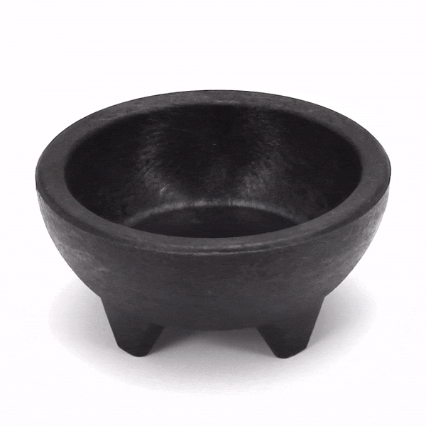 Chef 101 10 oz Round Black Thermal Plastic Molcajete Bowl - 5 1/4" x 5 1/4" x 2 1/2" - 10 count box