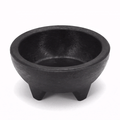 Chef 101 10 oz Round Black Thermal Plastic Molcajete Bowl - 5 1/4