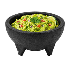 Chef 101 56 oz Round Black Thermal Plastic Molcajete Bowl - 8 3/4
