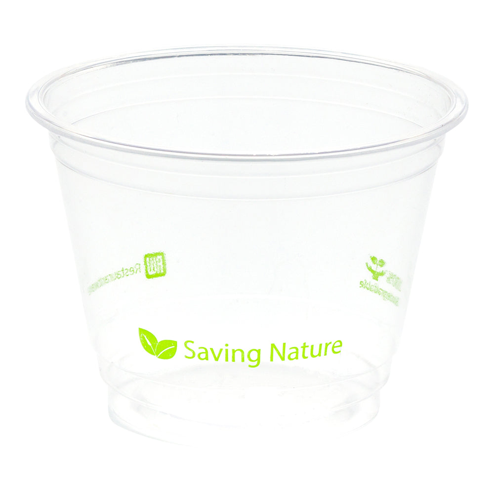 Sustain 9 oz Round Clear PLA Plastic Drinking Cup - Compostable - 3 3/4" x 3 3/4" x 2 3/4" - 1000 count box