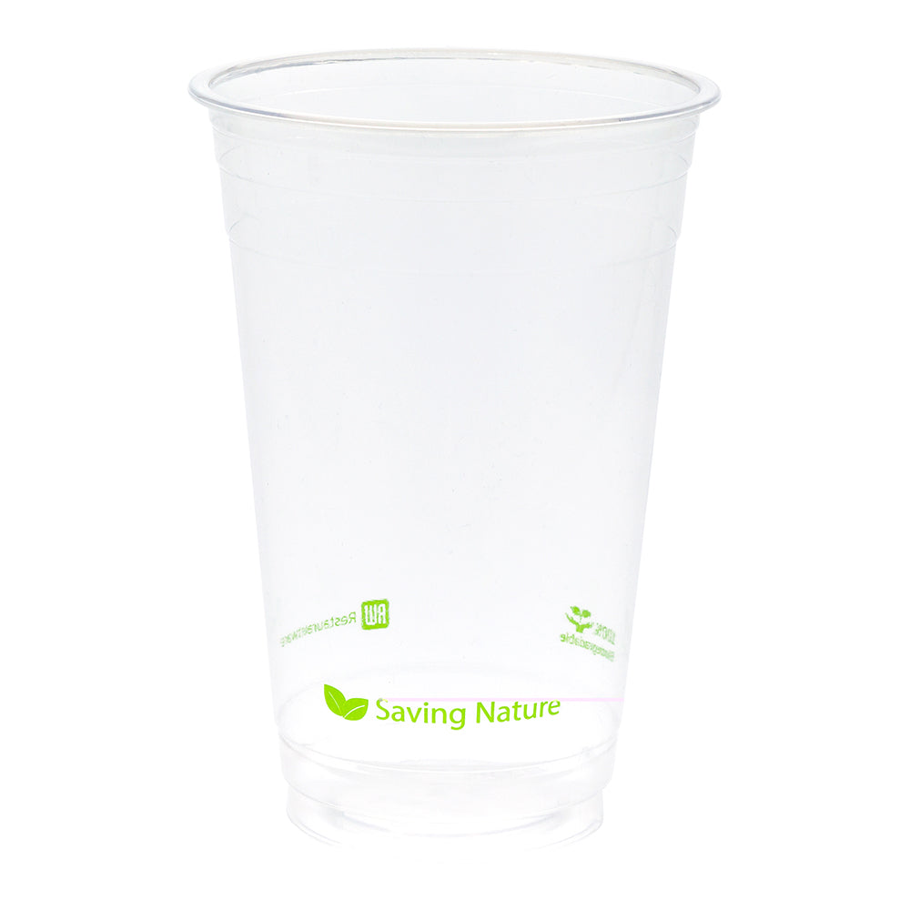 Sustain 20 oz Round Clear PLA Plastic Drinking Cup - Compostable - 3 3/4" x 3 3/4" x 5 3/4" - 1000 count box
