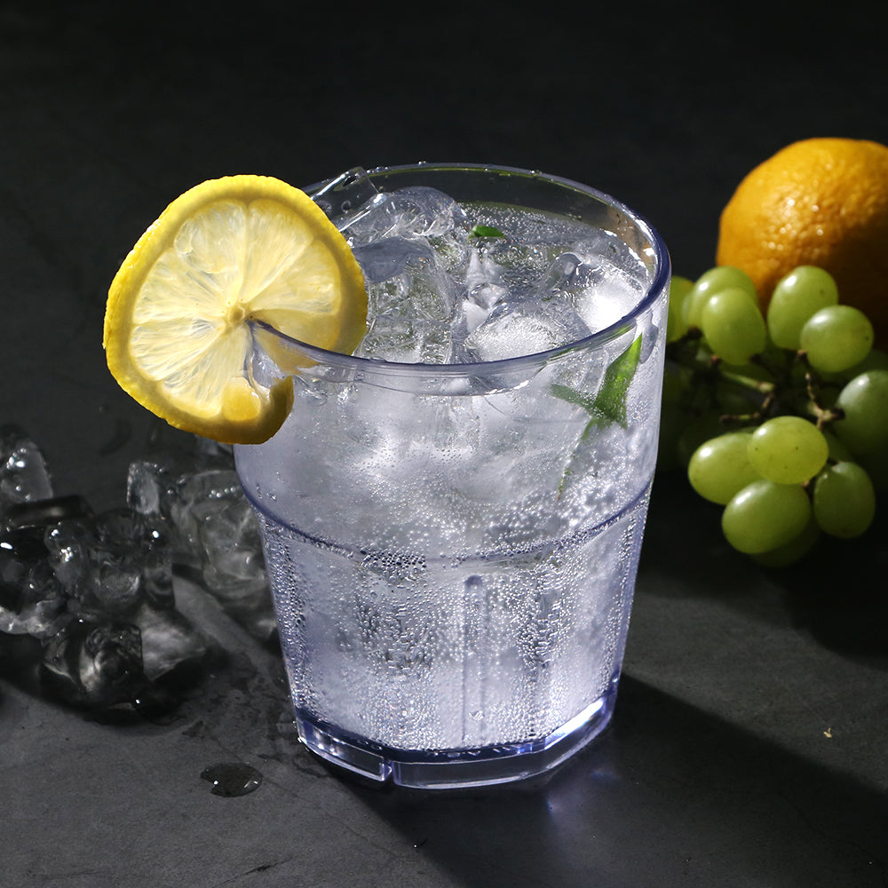 Bev Tek 12 oz Round Clear Plastic Tumbler - Shatter-Resistant - 3 1/2" x 3 1/2" x 4" - 50 count box