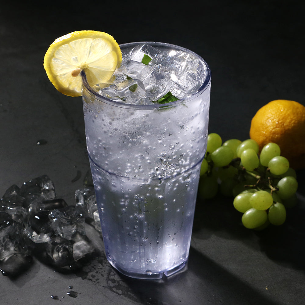 Bev Tek 16 oz Round Clear Plastic Tumbler - Shatter-Resistant - 3 1/2" x 3 1/2" x 6" - 50 count box