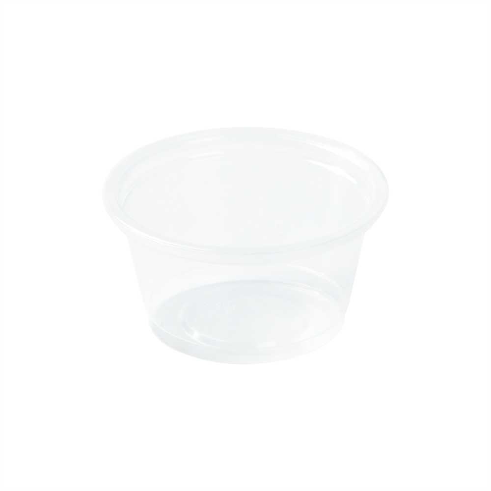 Chef 101 0.8 oz Round Clear Plastic Portion Cup - 1 3/4" x 1 1/4" x 1" - 2000 count box