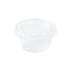 Chef 101 Round Clear Plastic Portion Cup Lid - Fits 0.8 and 1 oz - 1 3/4