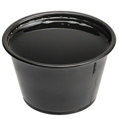 Chef 101 4 oz Round Black Plastic Portion Cup - 3