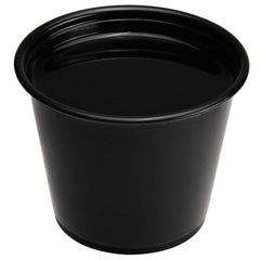 Chef 101 5.5 oz Round Black Plastic Portion Cup - 3