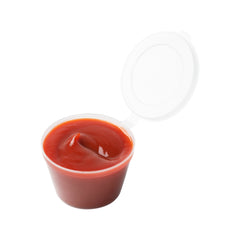 Chef 101 3 oz Clear Plastic Portion Cup - with Hinged Lid - 2 3/4
