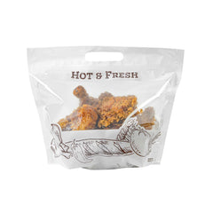 Bag Tek White Plastic Rotisserie Chicken / Hot Food Bag - Hot & Fresh - 12 3/4