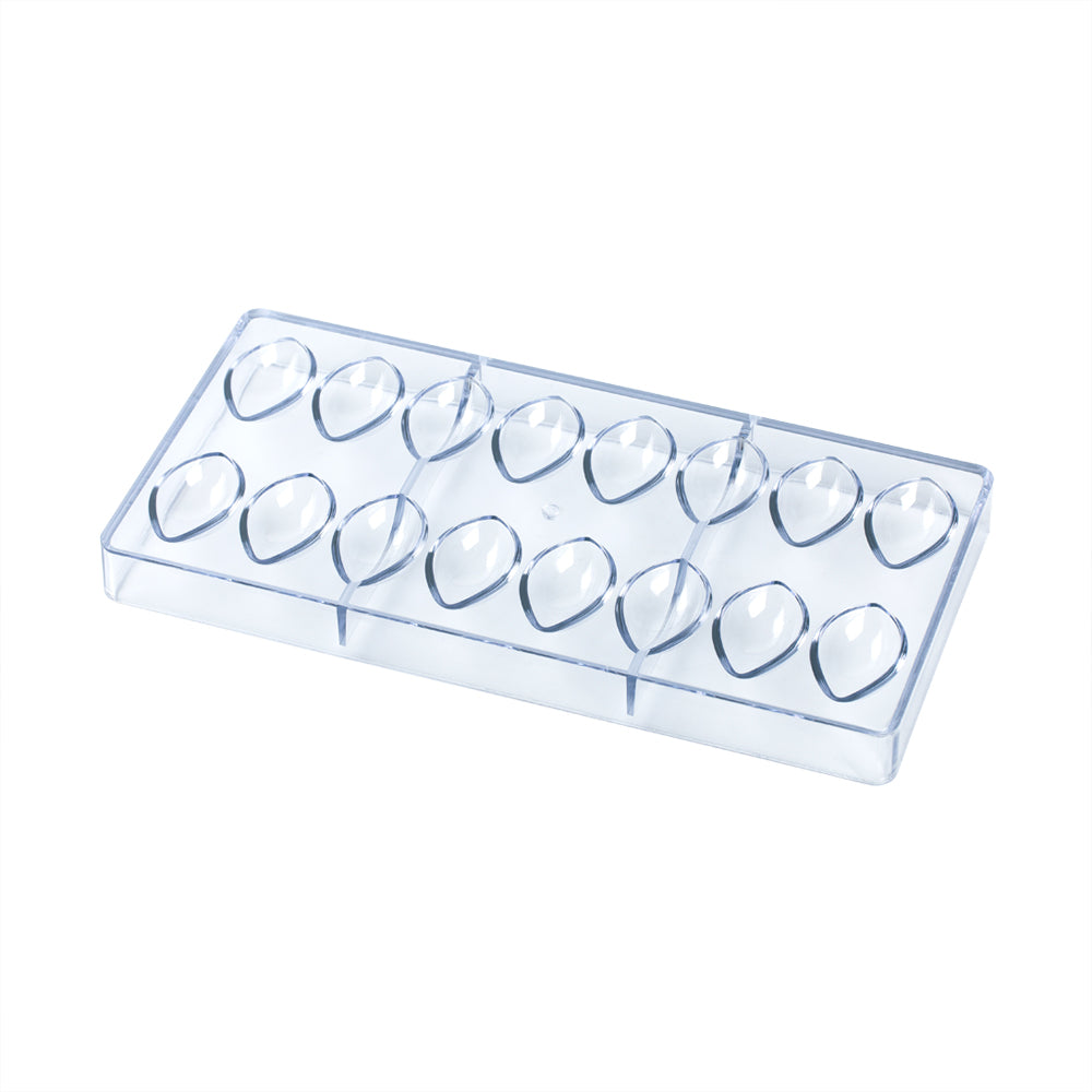 Pastry Tek Polycarbonate Quenelle Candy / Chocolate Mold - 16-Compartment - 1 count box