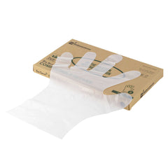 Eco Serve Clear Plastic Small Compostable Gloves - Powder-Free - 10 1/4