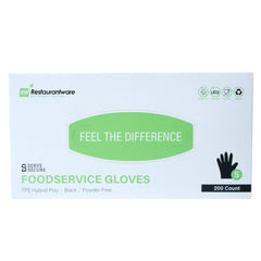 Serve Secure Black TPE Hybrid Plastic Small Foodservice Gloves - Latex Free, Powder Free - 10