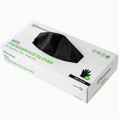 Serve Secure Black TPE Hybrid Plastic Medium Foodservice Gloves - Latex Free, Powder Free - 10 1/4