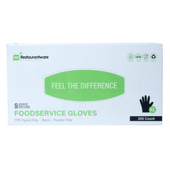 Serve Secure Black TPE Hybrid Plastic Extra Large Foodservice Gloves - Latex Free, Powder Free - 10 1/4