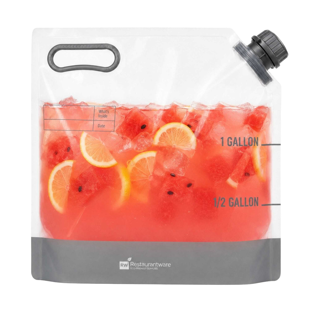 Cater Tek 1 gal Clear Plastic Take Out Drink Bag - with Safety Cap - 12 3/4" x 5 3/4" x 11 3/4" - 2 count box