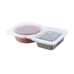 Futura 5 oz Clear Plastic Sauce Container - with Hinged Lid, 2-Compartment, Microwavable - 5