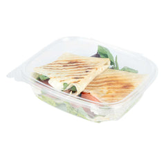Thermo Tek 24 oz Rectangle Clear Plastic Deli / Snack Container - with Hinged Lid, Anti-Fog - 12 3/4