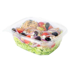 Thermo Tek 32 oz Rectangle Clear Plastic Deli / Snack Container - with Hinged Lid, Anti-Fog - 12 3/4