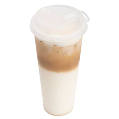 Bev Tek Clear Plastic 2-in-1 Straw or Sippy Cup Lid - with Two Plugs, Fits 12, 16 and 24 oz - 25 count box