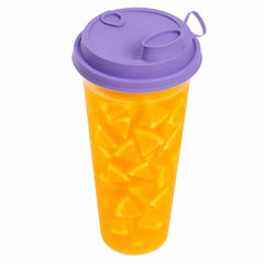 Bev Tek Purple Plastic 2-in-1 Straw or Sippy Cup Lid - with Two Plugs, Fits 12, 16 and 24 oz - 25 count box