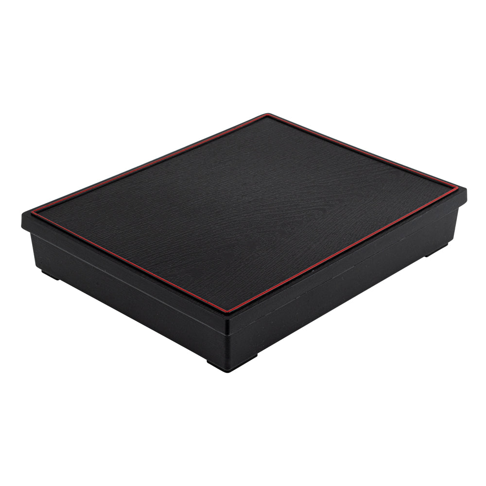 Bento Tek Rectangle Black and Red Large Japanese Style Bento Box - 6 Compartments - 12 1/4" x 9 3/4" x 2 1/4" - 1 count box