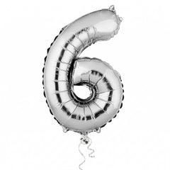Balloonify Silver Mylar Number 6 Balloon - 16