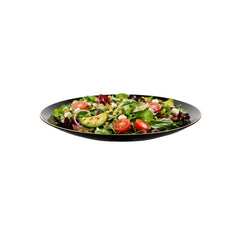 Moderna Round Black Plastic Gold-Rimmed Plate - 7