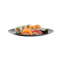 Moderna Round Black Plastic Gold-Rimmed Plate - 10
