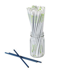 Basic Nature Midnight Blue PLA / PBAT Plastic Straw - Wrapped, Compostable - 8 1/4