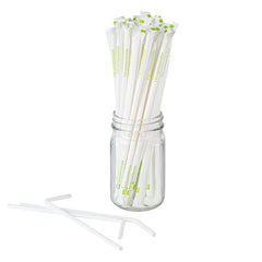 Basic Nature White PLA / PBAT Plastic Straw - Wrapped, Flexible, Compostable - 8 1/4