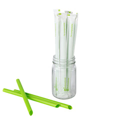 Basic Nature Green PLA / PBAT Plastic Boba Straw - Wrapped, Compostable - 9