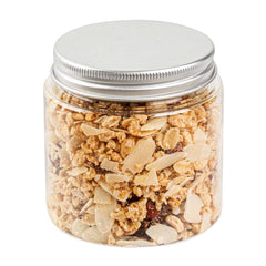 Chef 101 8 oz Round Clear Plastic Candy and Snack Jar - with Silver Aluminum Lid - 3
