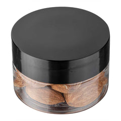 Chef 101 1 oz Round Clear Plastic Candy and Snack Jar - with Black Plastic Lid - 2