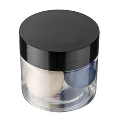 Chef 101 2 oz Round Clear Plastic Candy and Snack Jar - with Black Plastic Lid - 2
