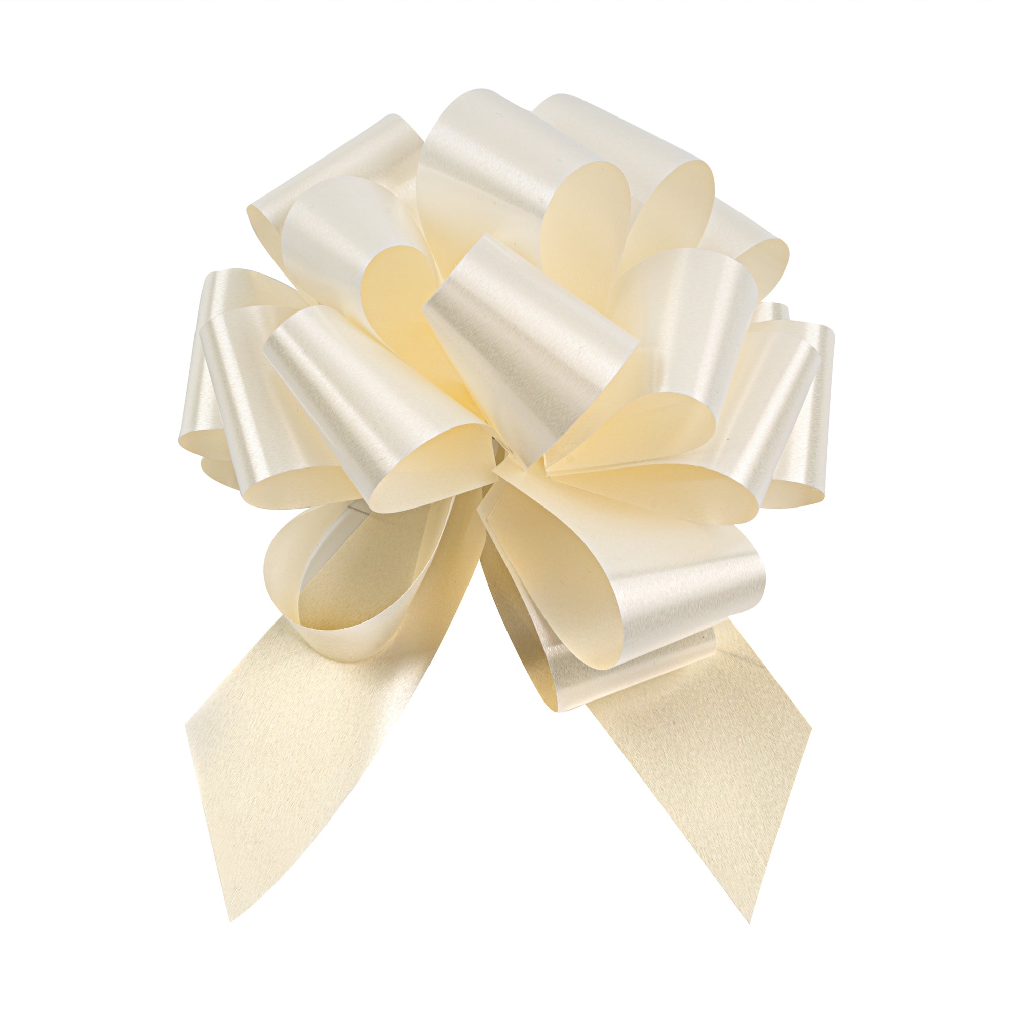 Gift Tek Cream Plastic Flora Satin Pull Bow - 5 1/2" - 10 count box