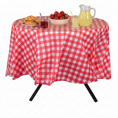 Table Tek Round Red Gingham Plastic Table Cover - 84