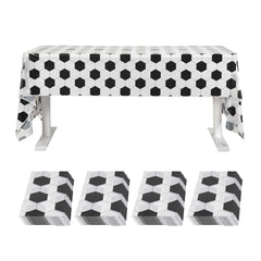 Table Tek Rectangle Black Football Plastic Table Cover - 108