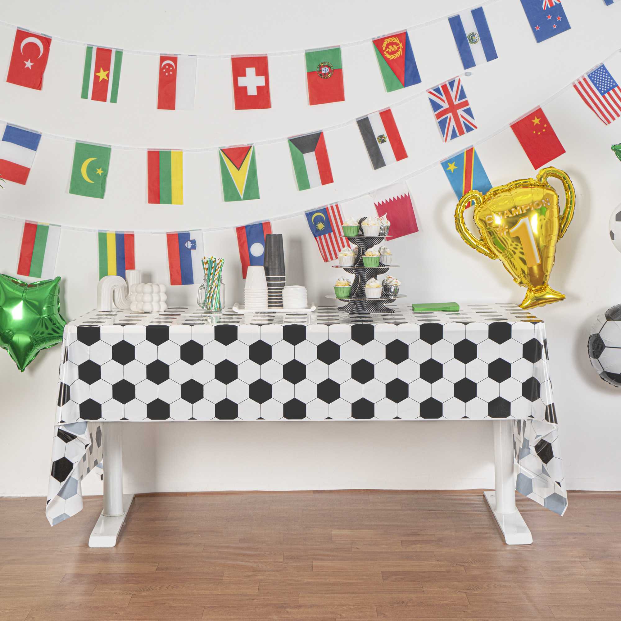 Table Tek Rectangle Black Football Plastic Table Cover - 108" x 54" - 20 count box