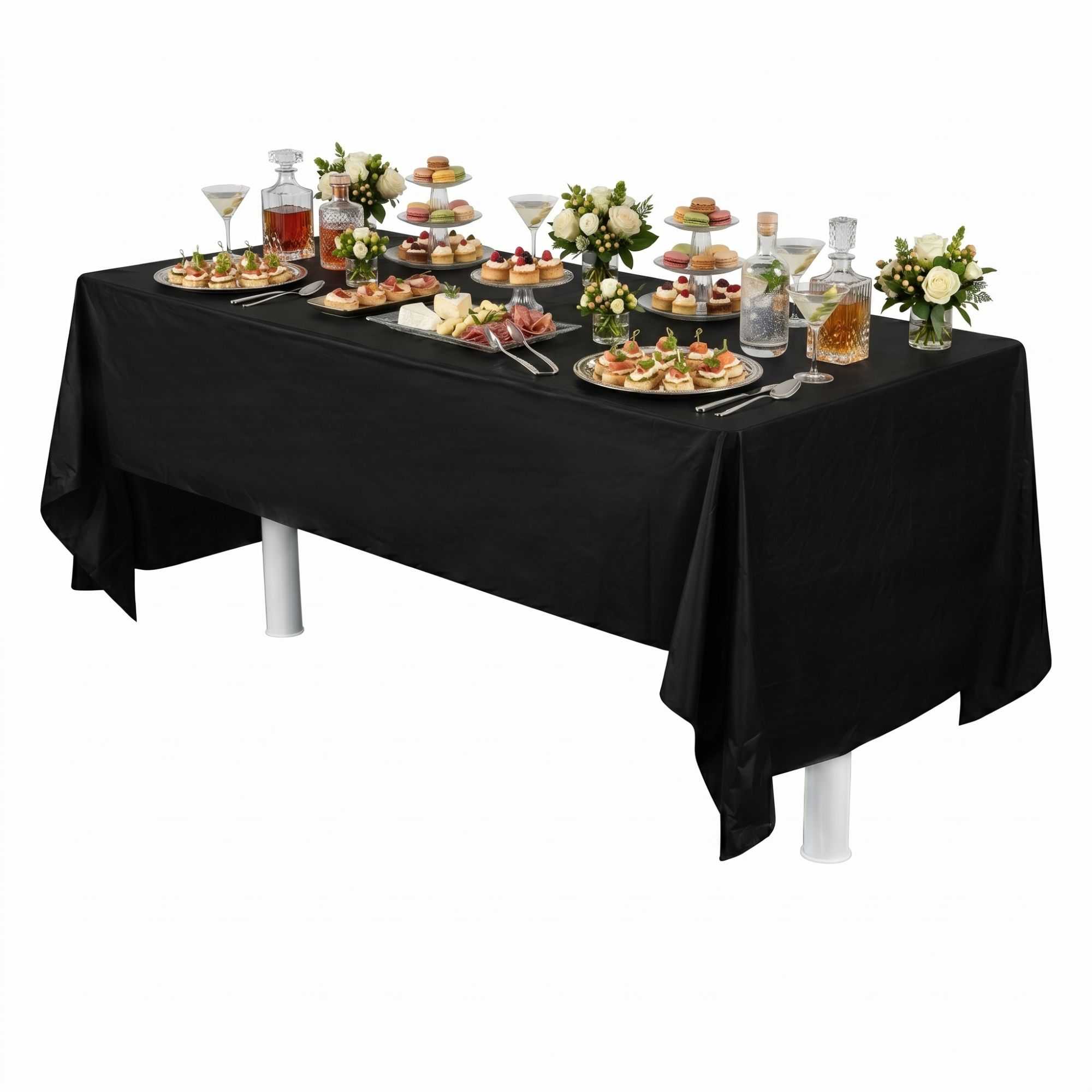 Table Tek Rectangle Black Plastic Table Cover - 108" x 54" - 2 count box