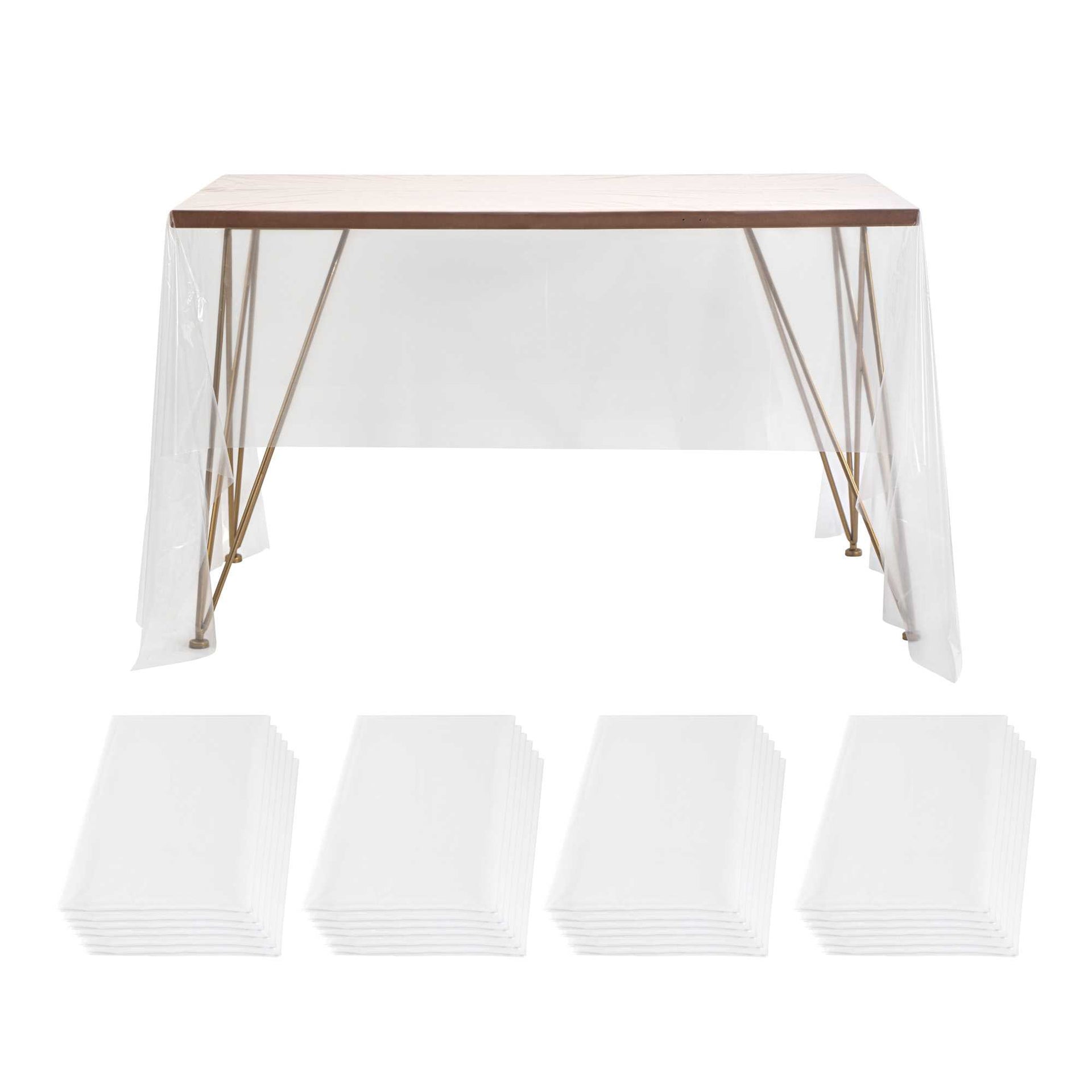 Table Tek Rectangle Clear Plastic Table Cover - 108" x 54" - 20 count box