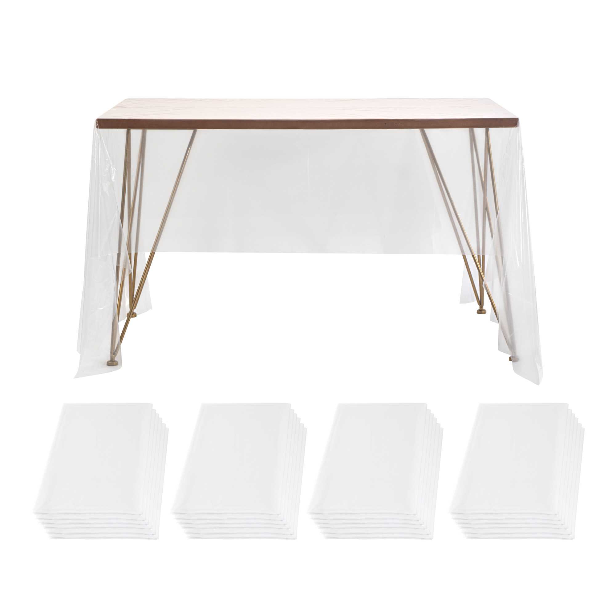 Table Tek Rectangle Clear Plastic Table Cover - 108" x 54" - 20 count box