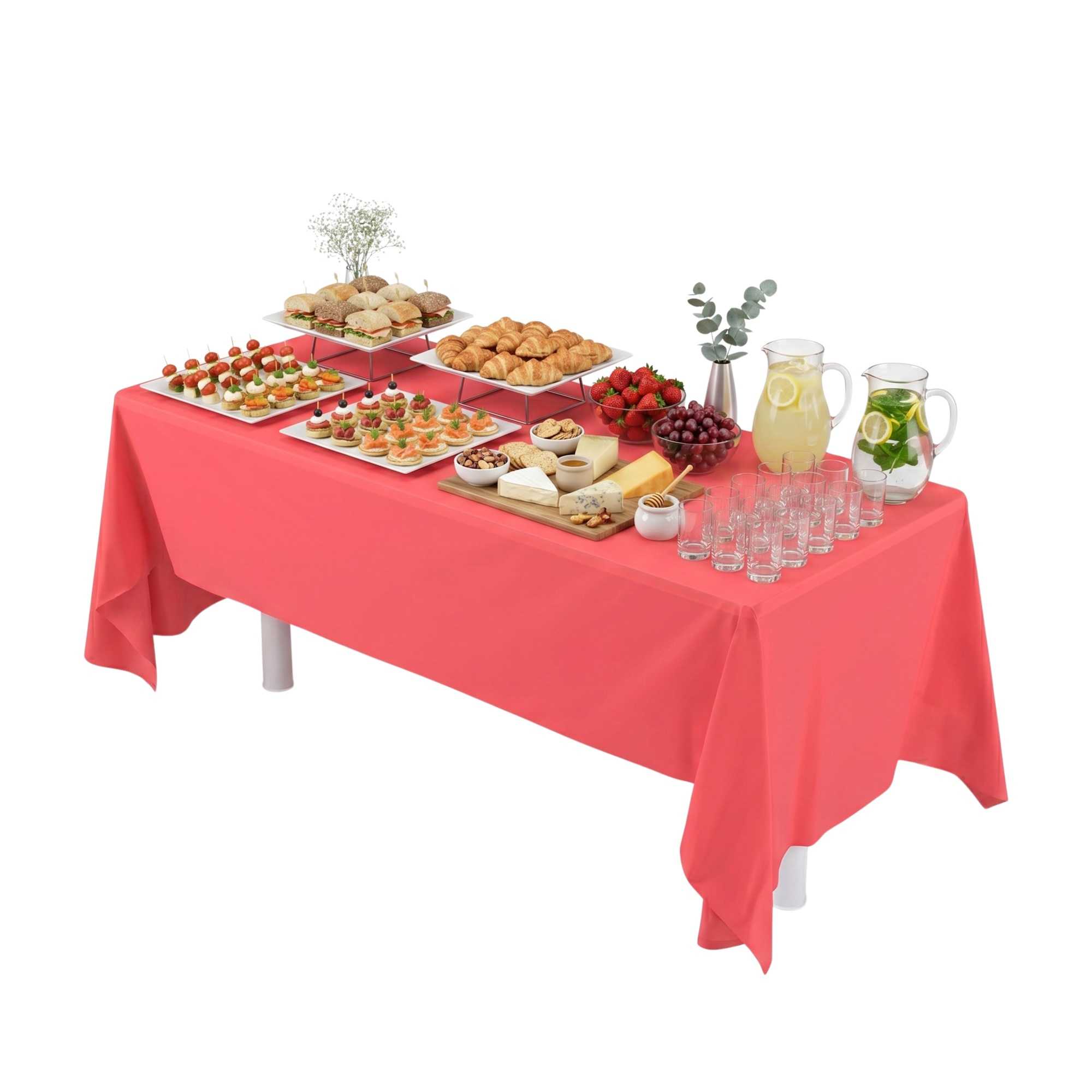Table Tek Rectangle Red Plastic Table Cover - 108" x 54" - 2 count box