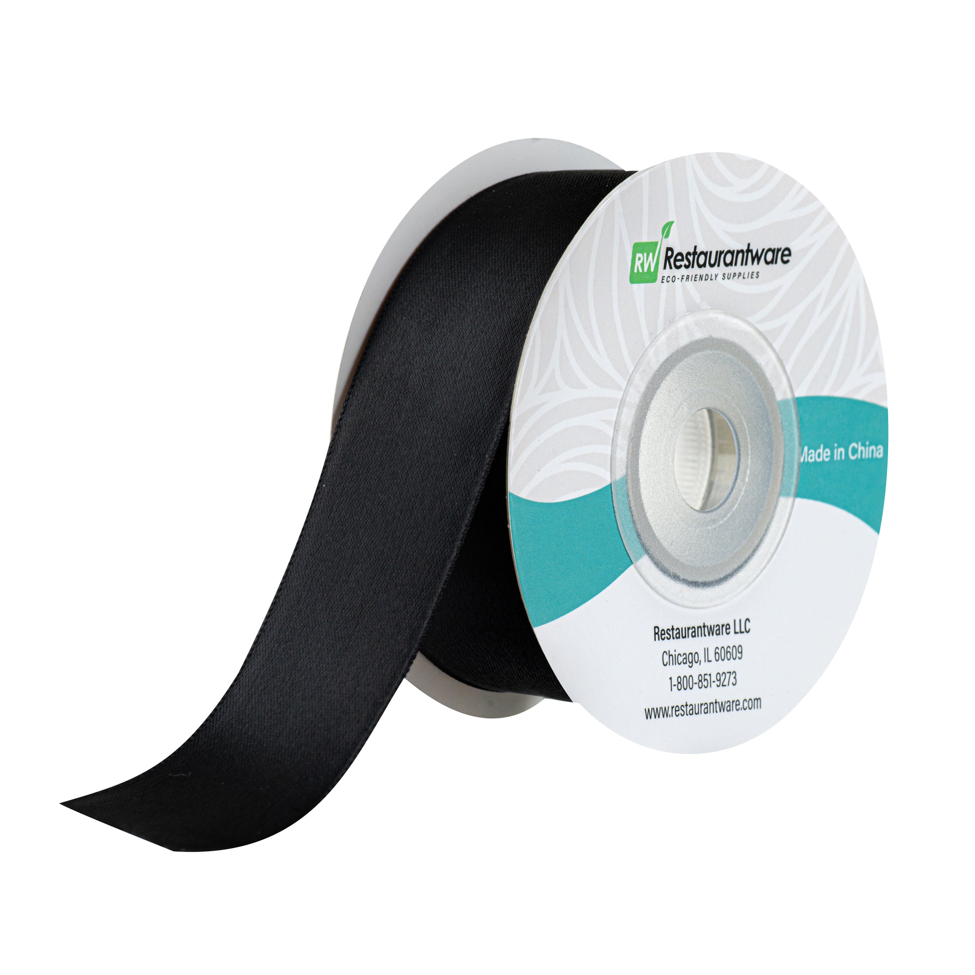 Gift Tek Black Polyester Satin Ribbon - Single Face - 1" x 10 yds - 1 count box