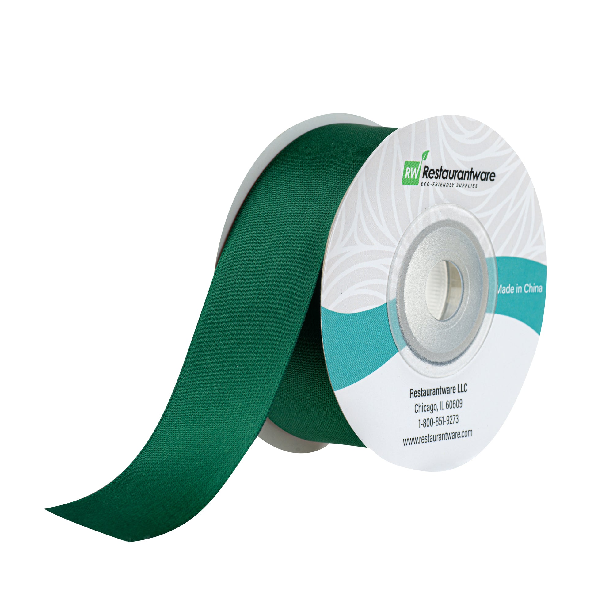 Gift Tek Forest Green Polyester Satin Ribbon - Single Face - 1" x 10 yds - 1 count box