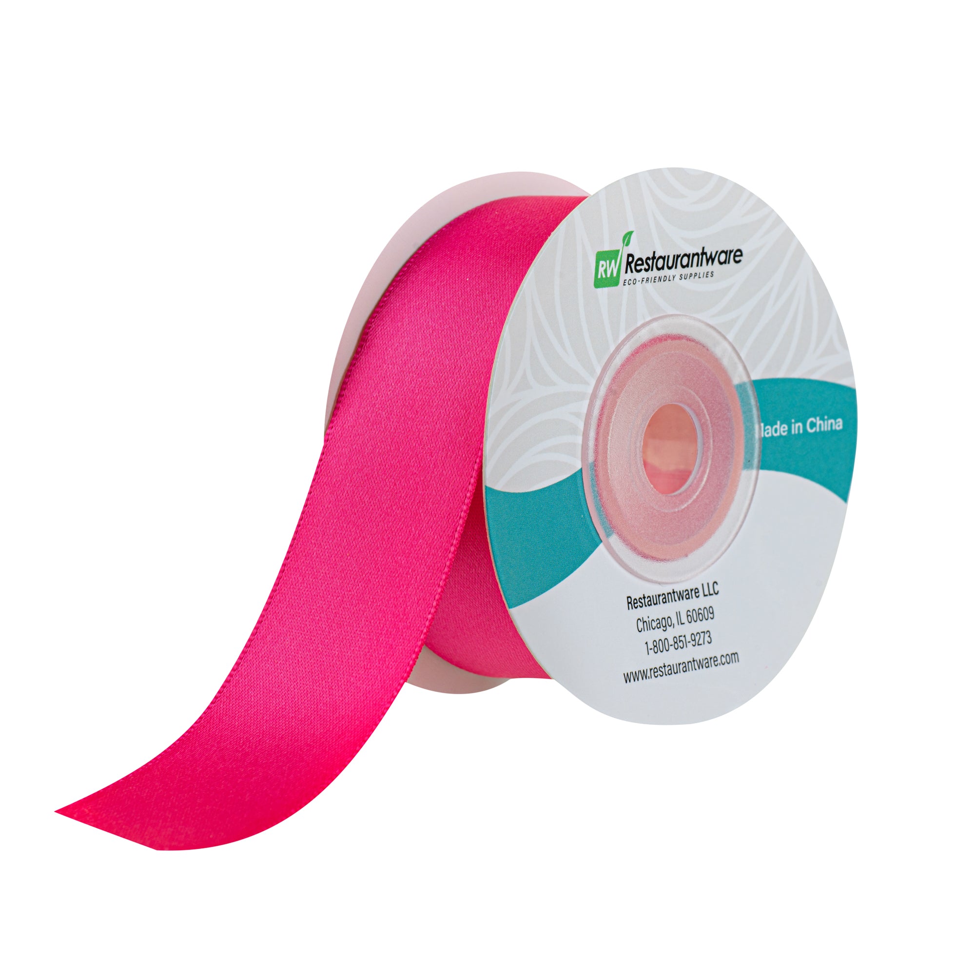 Gift Tek Shocking Pink Polyester Satin Ribbon - Single Face - 1" x 10 yds - 1 count box